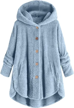 YRAETENM Womens Fuzzy Fleece Sherpa Hoodies Oversized Warm Winter Coats Soft Button down Long Jackets Cardigan with Pockets