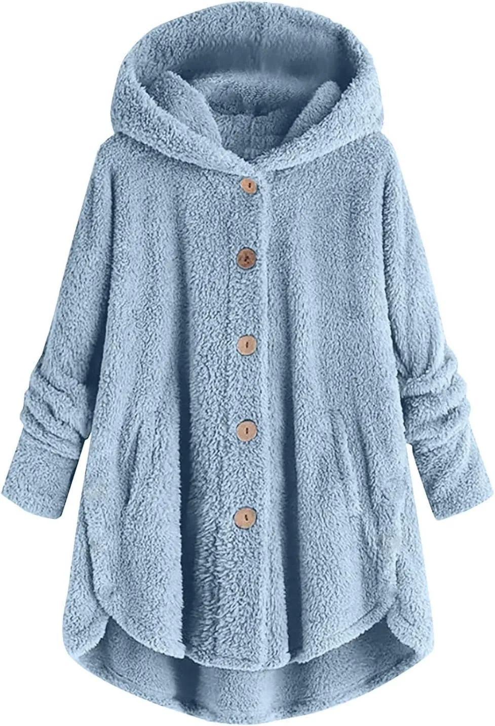 YRAETENM Womens Fuzzy Fleece Sherpa Hoodies Oversized Warm Winter Coats Soft Button down Long Jackets Cardigan with Pockets