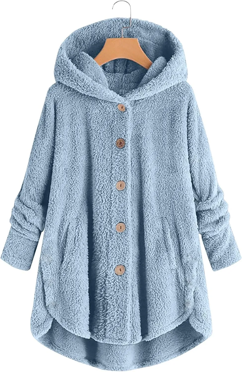 YRAETENM Womens Fuzzy Fleece Sherpa Hoodies Oversized Warm Winter Coats Soft Button down Long Jackets Cardigan with Pockets